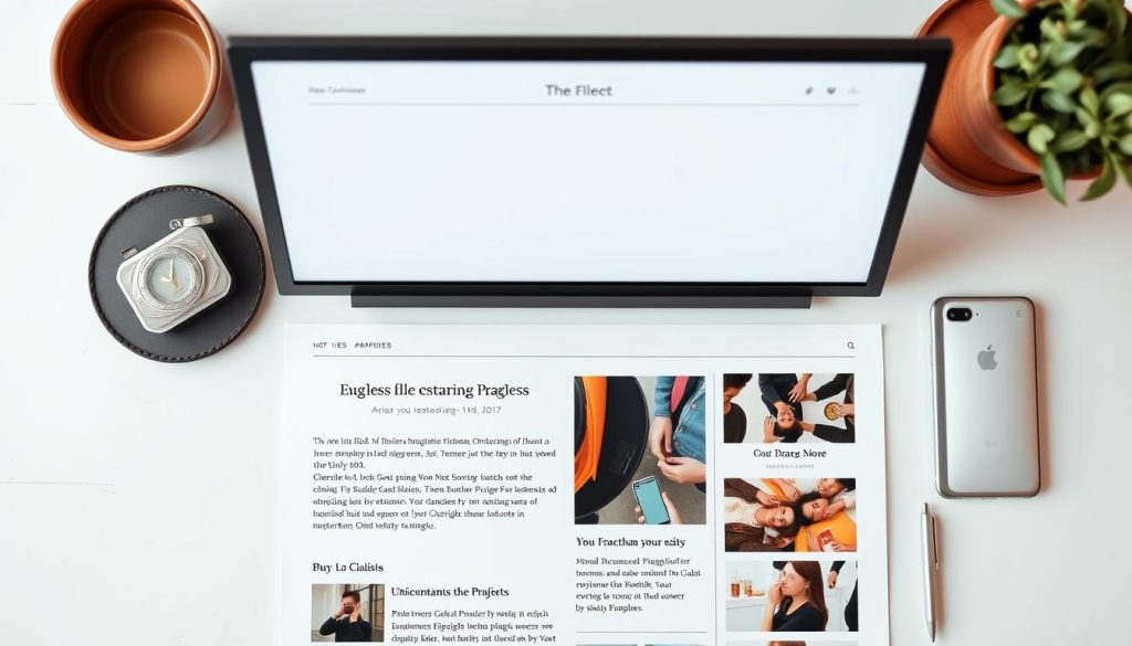 A neatly organized blog layout with strategic ad placements, creating a seamless user experience. A tasteful blend of content and monetization elements, positioned thoughtfully to engage the reader. Warm lighting illuminates the clean, minimalist design, inviting the viewer to explore the page. The overall composition exudes a sense of balance and professionalism, reflecting the careful consideration of both aesthetics and user needs.