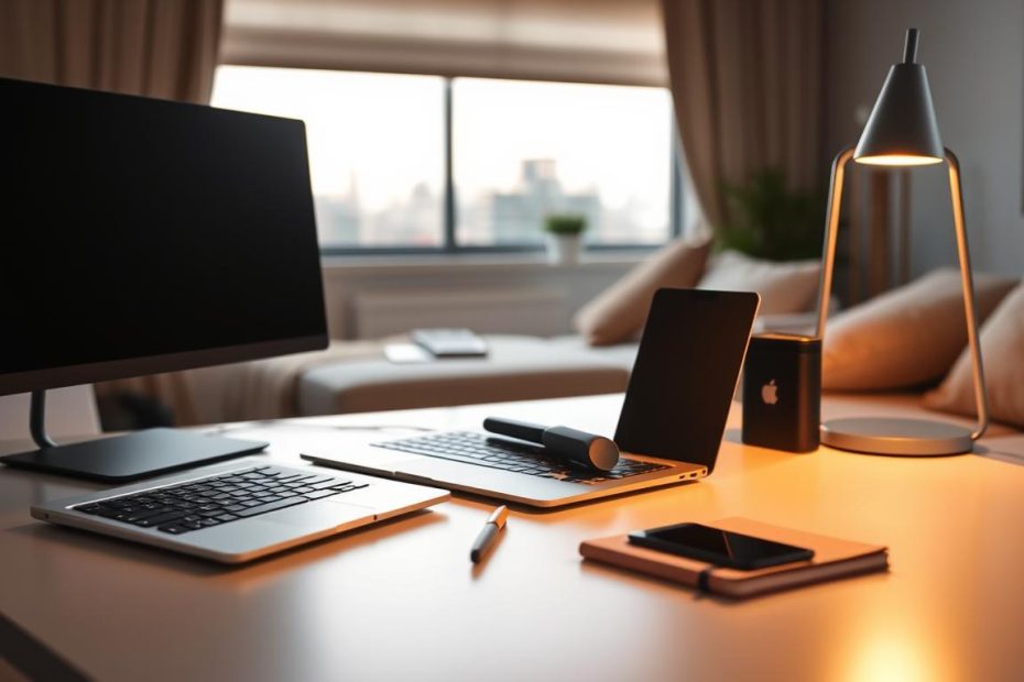 Equipamentos essenciais para um escritório portátil e leve